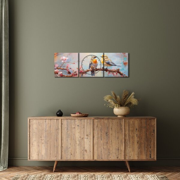 Tablou - Porumbeii (cu ceas) (90x30 cm)