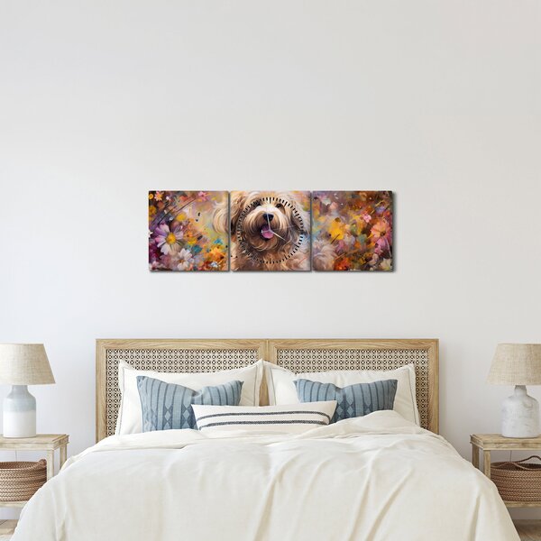 Tablou - Happy Dog II. (cu ceas) (90x30 cm)