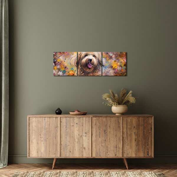 Tablou - Happy Dog II. (cu ceas) (90x30 cm)