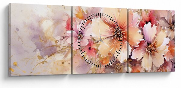 Tablou - Flori (cu ceas) (90x30 cm)