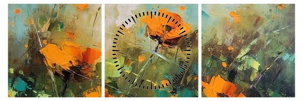 Tablou - Flori (cu ceas) (90x30 cm)