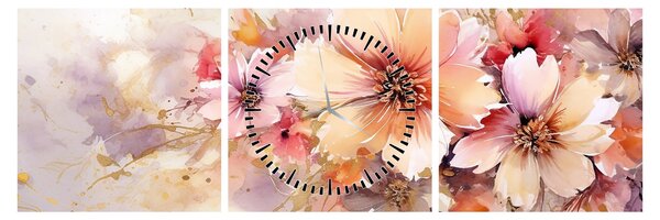 Tablou - Flori (cu ceas) (90x30 cm)