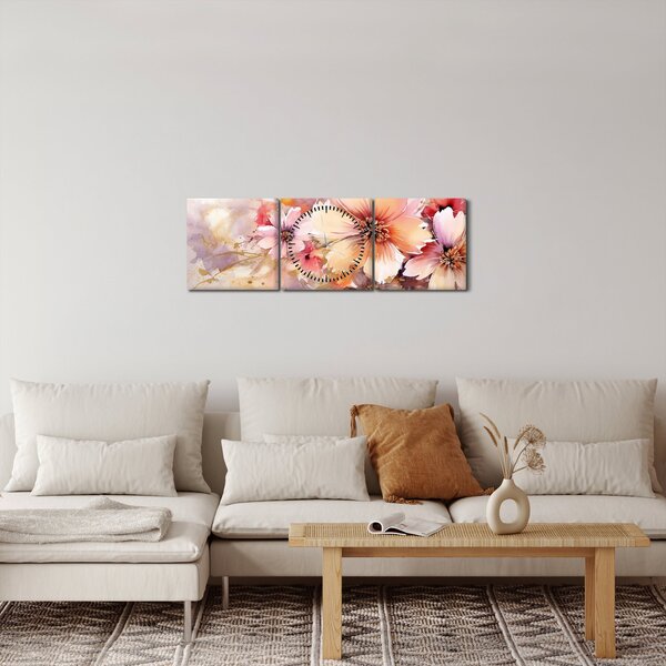 Tablou - Flori (cu ceas) (90x30 cm)