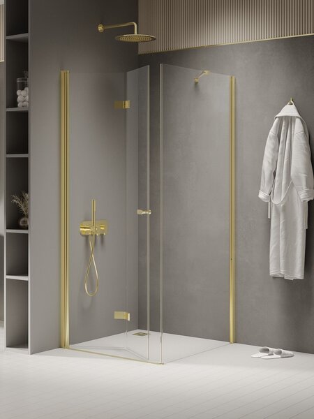 New Trendy New Soleo Light Gold cabină de duș 90x90 cm pătrat auriu luciu/sticlă transparentă K-1909