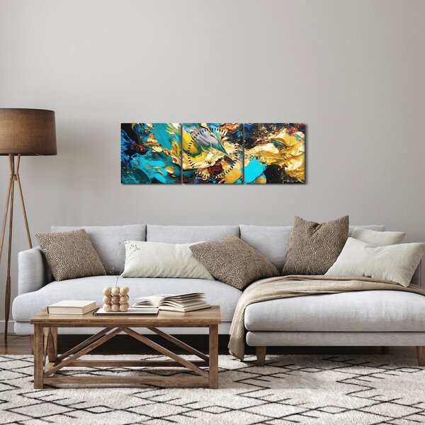 Tablou - Pictură în ulei texturată (cu ceas) (90x30 cm)