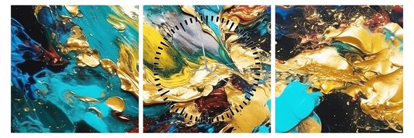 Tablou - Pictură în ulei texturată (cu ceas) (90x30 cm)