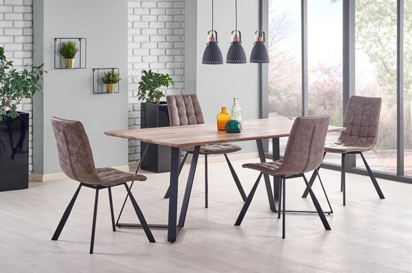 Masa CALGARY, nuc rustic/negru, 180x90x76 cm