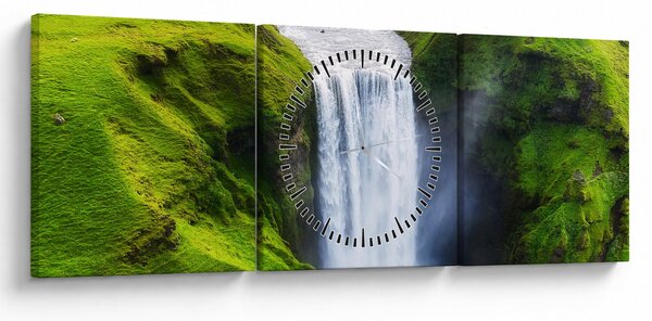 Tablou - Cascada Skogafoss (cu ceas) (90x30 cm)
