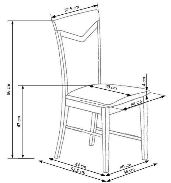 Scaun tapitat Citrone, maro/arin, stofa clasica/lemn de fag, 44X43X96 CM