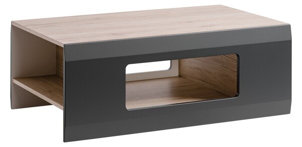 Masuta cafea CLIFF, gri grafit/stejar, PAL, 100x61x38 cm