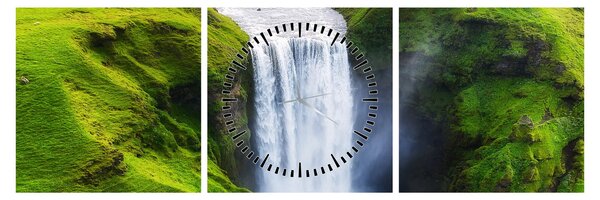 Tablou - Cascada Skogafoss (cu ceas) (90x30 cm)