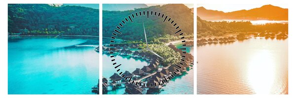 Tablou - Bora Bora (cu ceas) (90x30 cm)