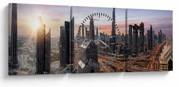 Tablou - Panorama din Dubai (cu ceas) (90x30 cm)