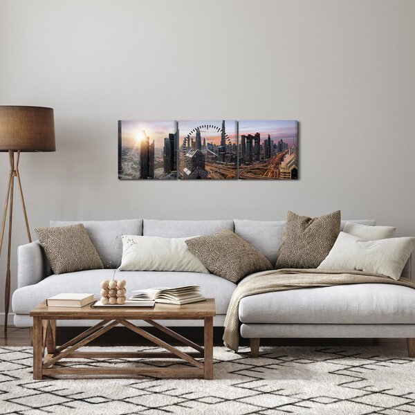 Tablou - Panorama din Dubai (cu ceas) (90x30 cm)