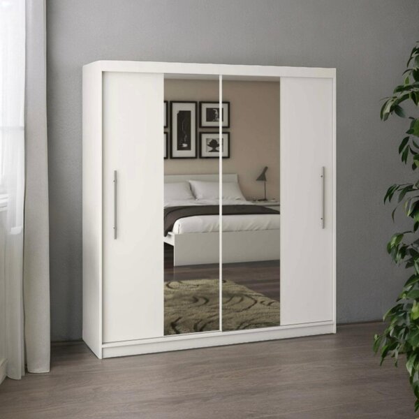 Dressing Alex, 180x60x200cm, cu oglinda, Alb