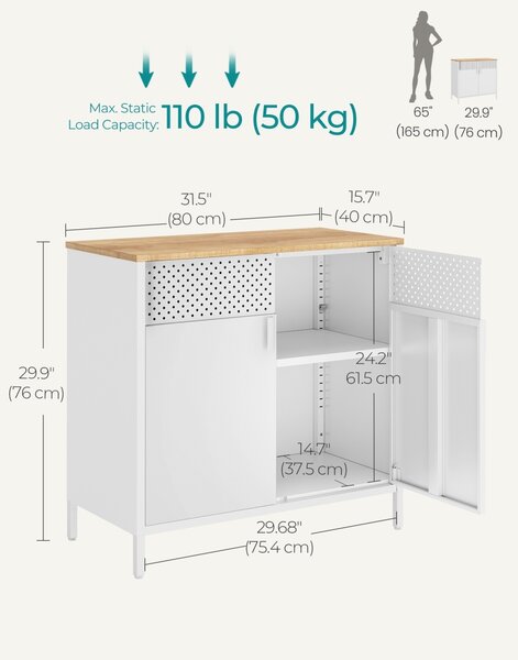 Dulap metalic fiset Songmics Alb 80x40x76 cm