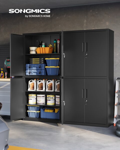 Dulap metalic, Berend, Songmics, Negru, 80x40x180 cm