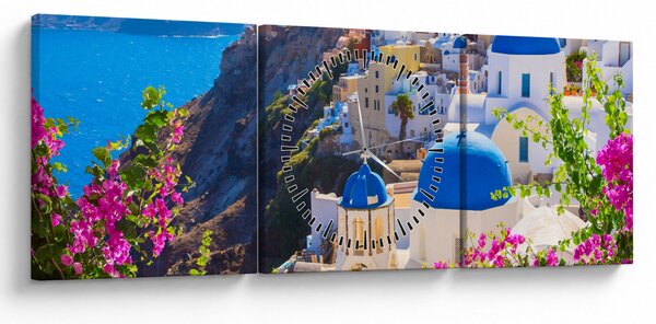Tablou - Santorini, Grecia (cu ceas) (90x30 cm)