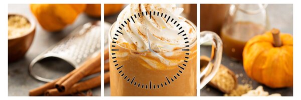 Tablou - Cafea cu lapte de dovleac (cu ceas) (90x30 cm)