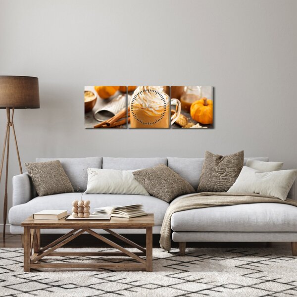 Tablou - Cafea cu lapte de dovleac (cu ceas) (90x30 cm)