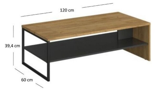 Masuta cafea SANTES, stejar auriu/gri antracit, PAL, 120x60x40 cm