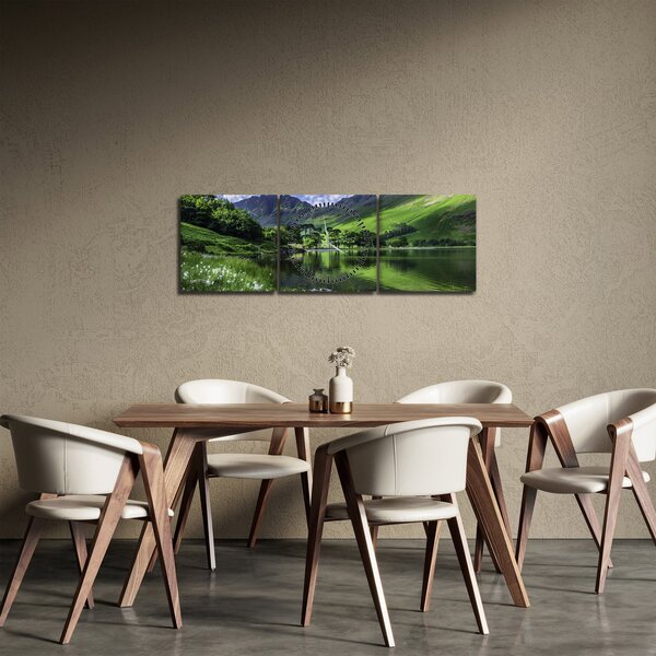 Tablou - Peisaj cu un lac (cu ceas) (90x30 cm)