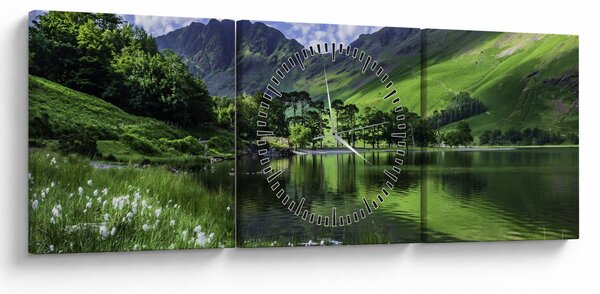 Tablou - Peisaj cu un lac (cu ceas) (90x30 cm)