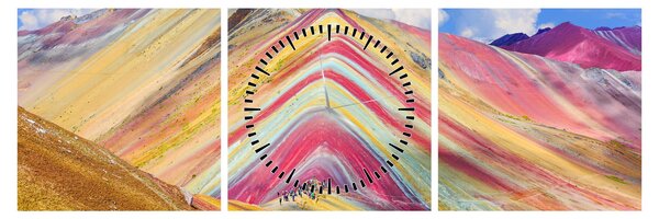 Tablou - Muntele Curcubeu, Peru (cu ceas) (90x30 cm)