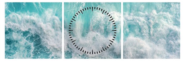 Tablou - Vedere a valurilor oceanului (cu ceas) (90x30 cm)