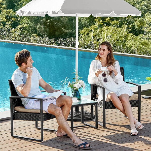 Set scaune si masa de cafea de gradina, Songmics, Bej, GGF010M05