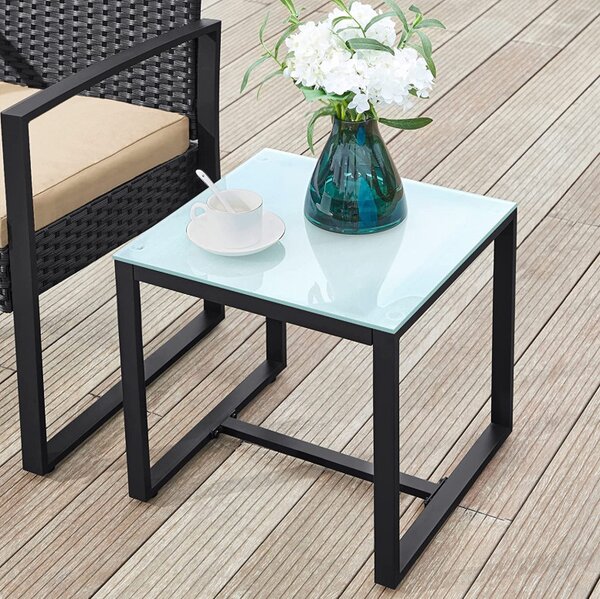 Set scaune si masa de cafea de gradina, Songmics, Bej, GGF010M05