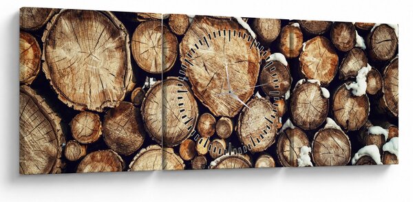 Tablou - Lemn în zăpadă (cu ceas) (90x30 cm)