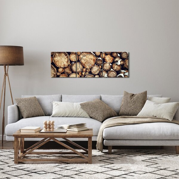 Tablou - Lemn în zăpadă (cu ceas) (90x30 cm)