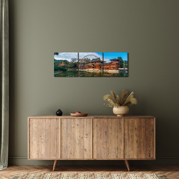 Tablou - Templul Byodo-in, Japonia (cu ceas) (90x30 cm)