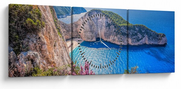 Tablou - Plaja Navagio, Grecia (cu ceas) (90x30 cm)