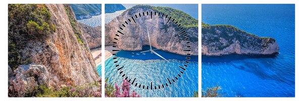 Tablou - Plaja Navagio, Grecia (cu ceas) (90x30 cm)