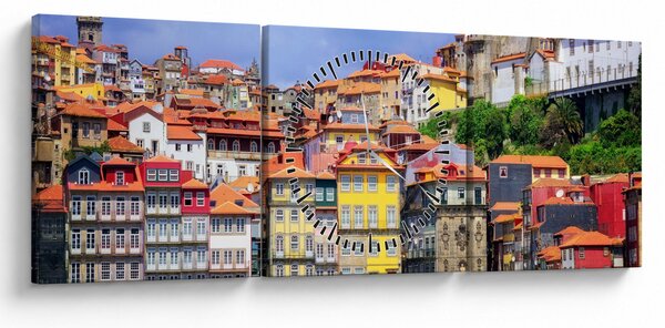 Tablou - Ribeira, Portugalia (cu ceas) (90x30 cm)