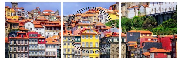 Tablou - Ribeira, Portugalia (cu ceas) (90x30 cm)