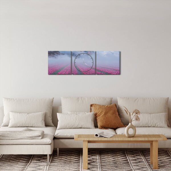 Tablou - Peisaj cu câmpuri de lalele (cu ceas) (90x30 cm)