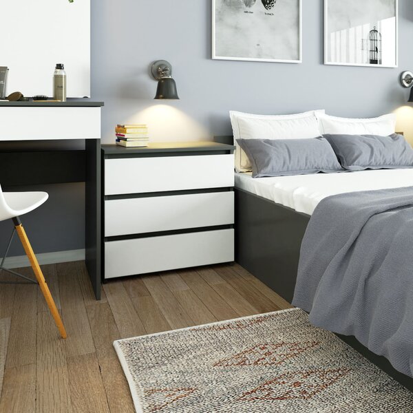 Comodă cu sertare Cleania CL3 (grafit + alb). Promo -18%. 1152080