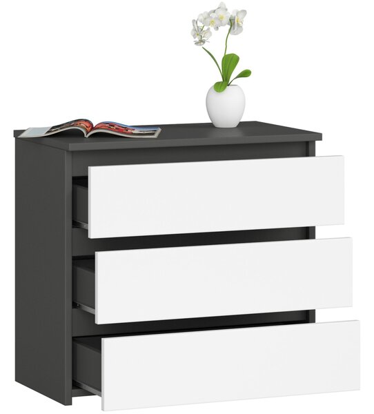 Comodă cu sertare Cleania CL3 (grafit + alb). Promo -18%. 1152080