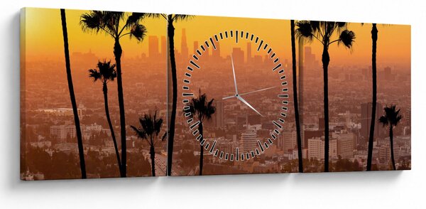Tablou - Panorama din Los Angeles (cu ceas) (90x30 cm)