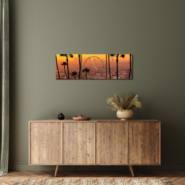 Tablou - Panorama din Los Angeles (cu ceas) (90x30 cm)