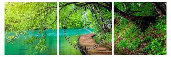 Tablou - Lacurile Plitvice (cu ceas) (90x30 cm)