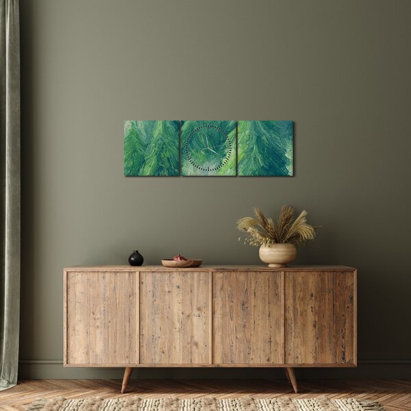 Tablou - Conifere pictate (cu ceas) (90x30 cm)