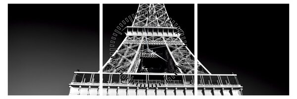 Tablou - Turnul Eiffel, alb-negru (cu ceas) (90x30 cm)