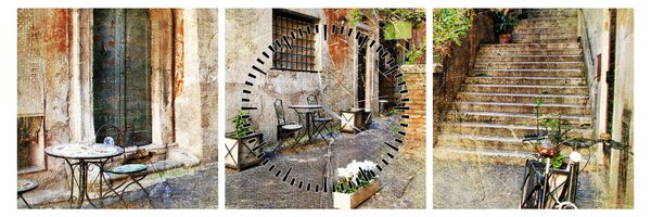 Tablou - Străzile vechi din Roma (cu ceas) (90x30 cm)