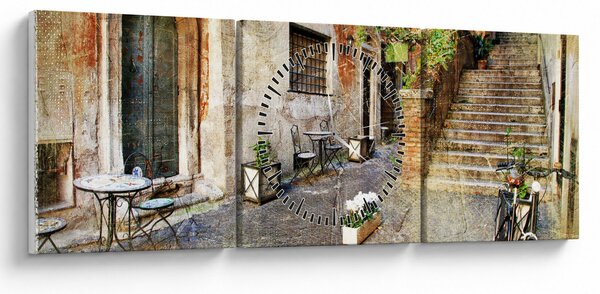 Tablou - Străzile vechi din Roma (cu ceas) (90x30 cm)