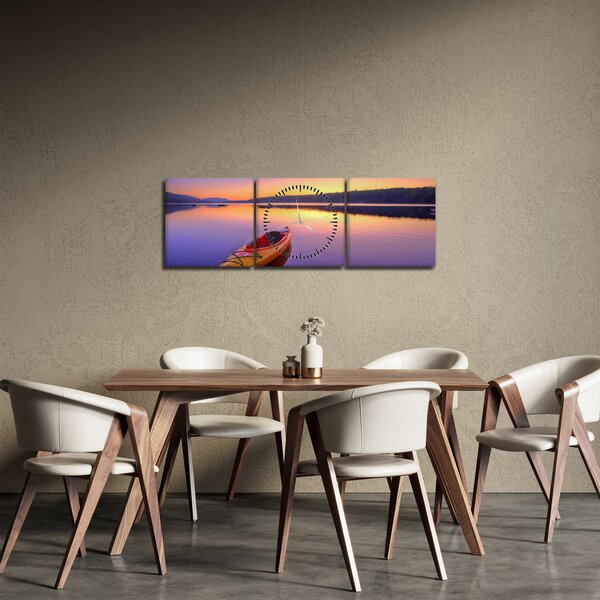 Tablou - Kayak pe lac (cu ceas) (90x30 cm)