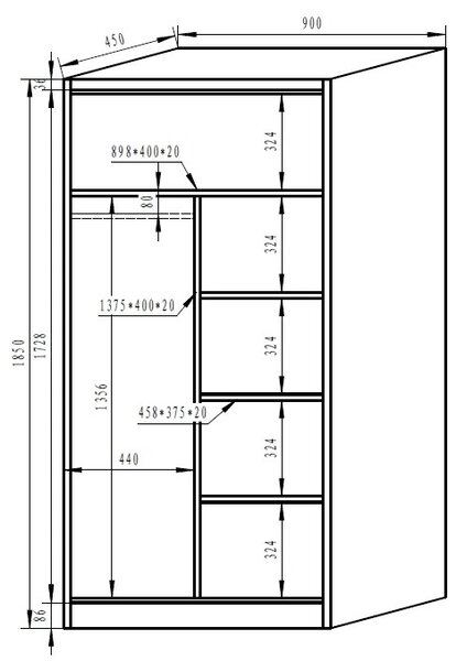 Dulap metalic, 90 x 45 x 185 cm, încuietoare cu cilindru, albastru - ral 5012